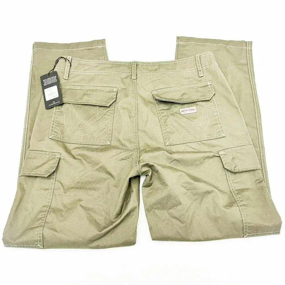 True Religion Men's Kalamata Cargo Pants Wide Leg Size 33 NWT